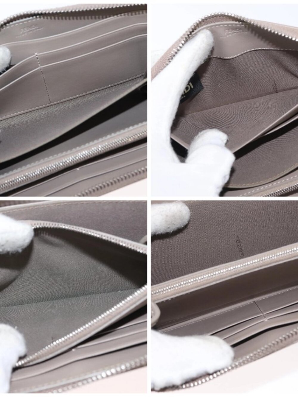 FENDI Long Wallet Leather Beige Gold Auth - Picture 14 of 15